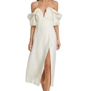 Cult Gaia Cream Off-Shoulder Midi Dress